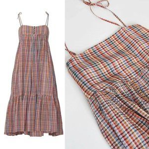 THE GREAT. Dainty Maxi Dress in Midsummer Plaid
